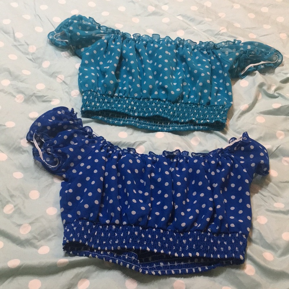 Sky blue & dark blue tops